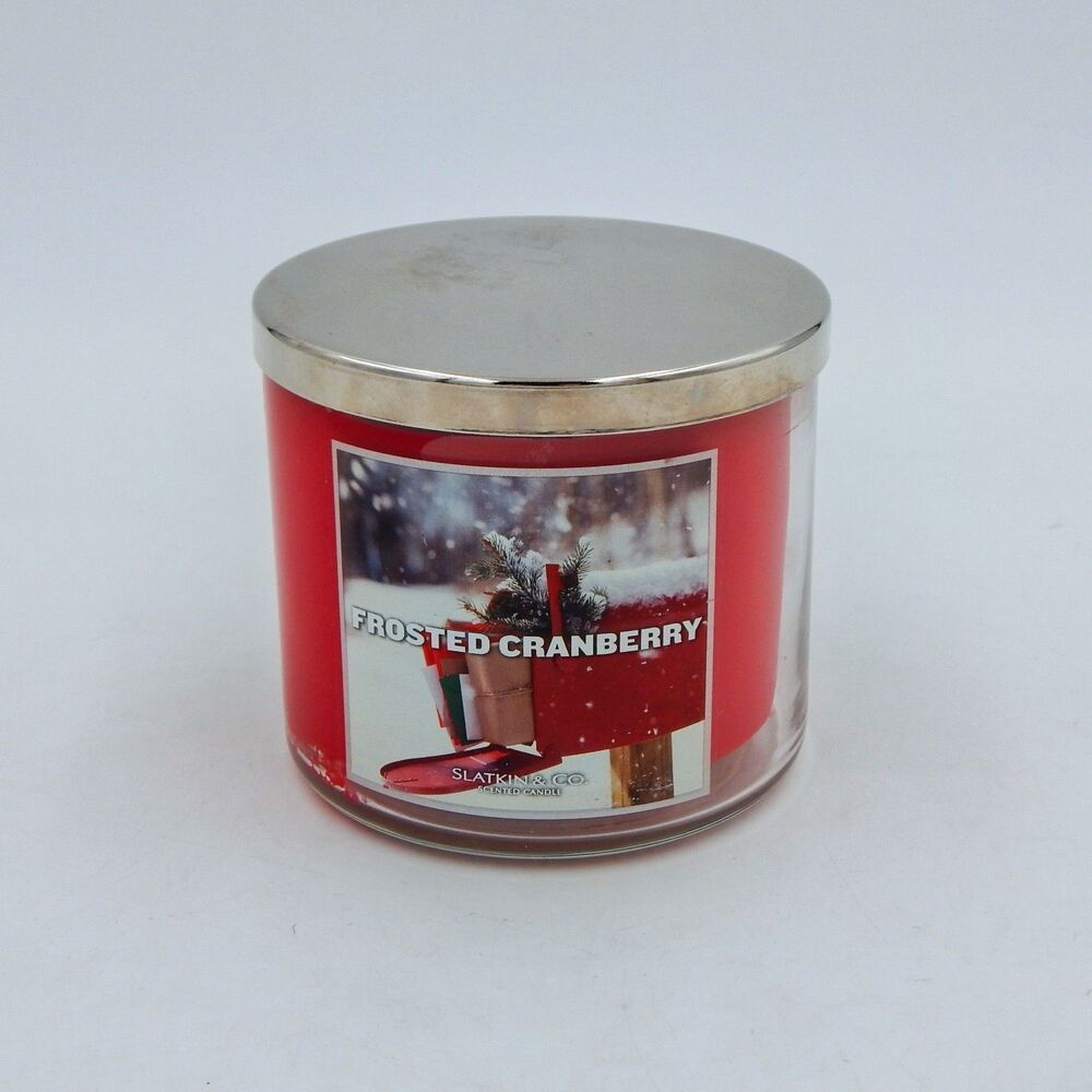 Bath & Body Works Slatkin FROSTED CRANBERRY Scented 3-Wick Candle 14.5 oz